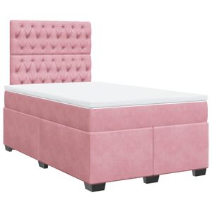 vidaXL Box Spring Bed with Mattress Pink 120x200 cm Velvet