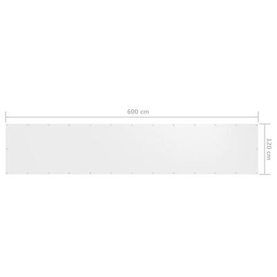 vidaXL Balcony Screen White 120x600 cm Oxford Fabric
