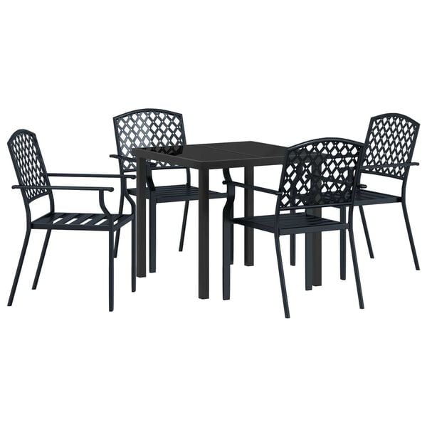 vidaXL Garden Dining Set 5 pcs Anthracite Powder-Coated Steel