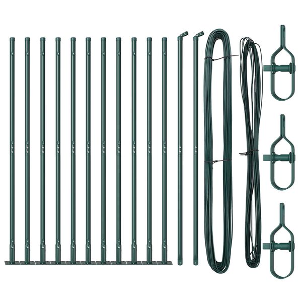 vidaXL Fence Posts Manual 13 pcs Green Ø32mm 130 cm Galvanised steel