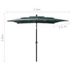 vidaXL 3-Tier Garden Parasol with Aluminium Pole Green 2.5x2.5 m