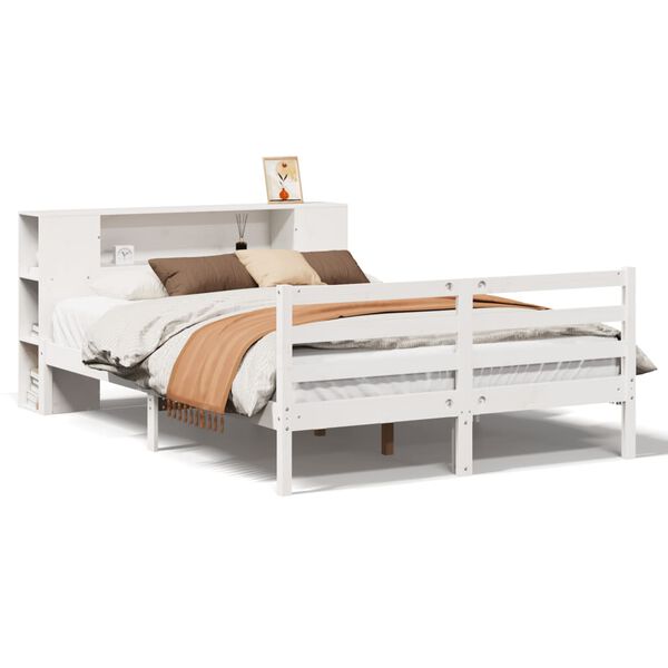 vidaXL Bookcase Bed without Mattress White 120x200 cm Solid Wood Pine