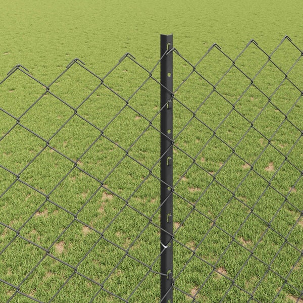 vidaXL Fence with Post Grey 1.6 x 10 m Steel and PVC