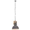 vidaXL Industrial Hanging Lamp 25 W Grey Round Mango Wood 32 cm E27