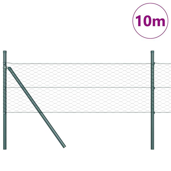 vidaXL Fence Post Green 10 x 0.8 m (36 mm mesh) Steel and PVC
