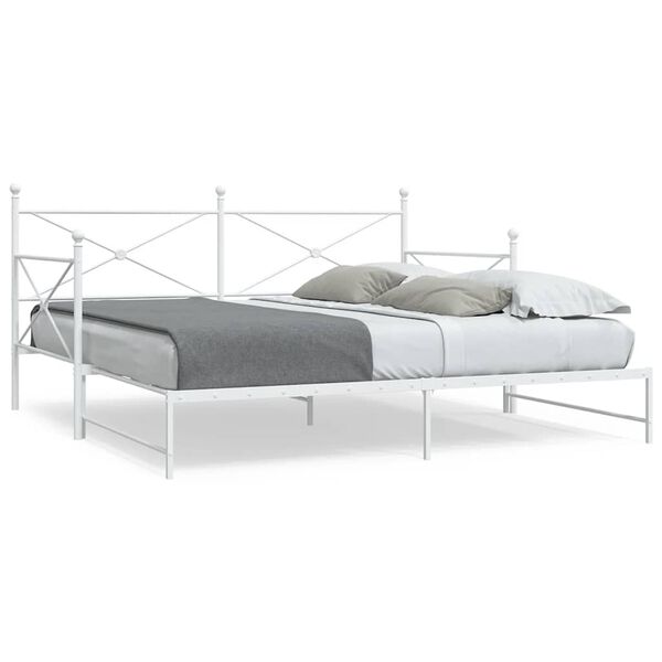 vidaXL Daybed with Trundle without Mattress White 107x203 cm Steel