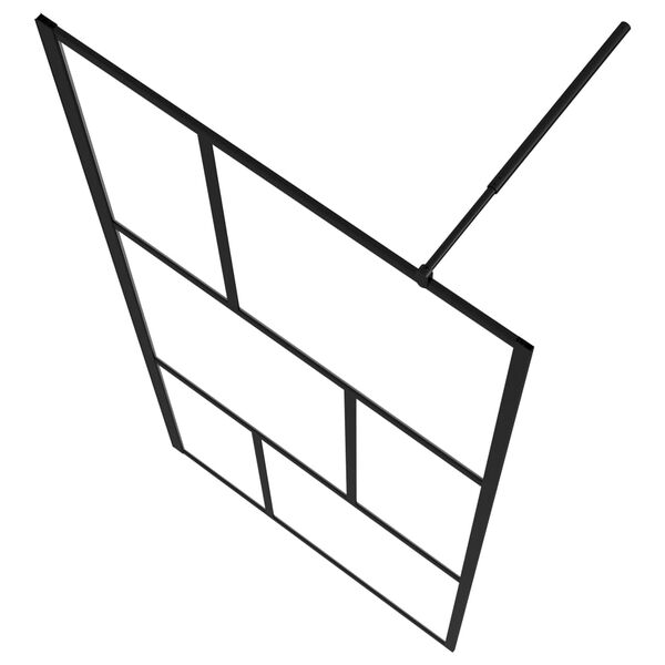 vidaXL Walk-in Shower Wall with Tempered Glass Black 90x195 cm