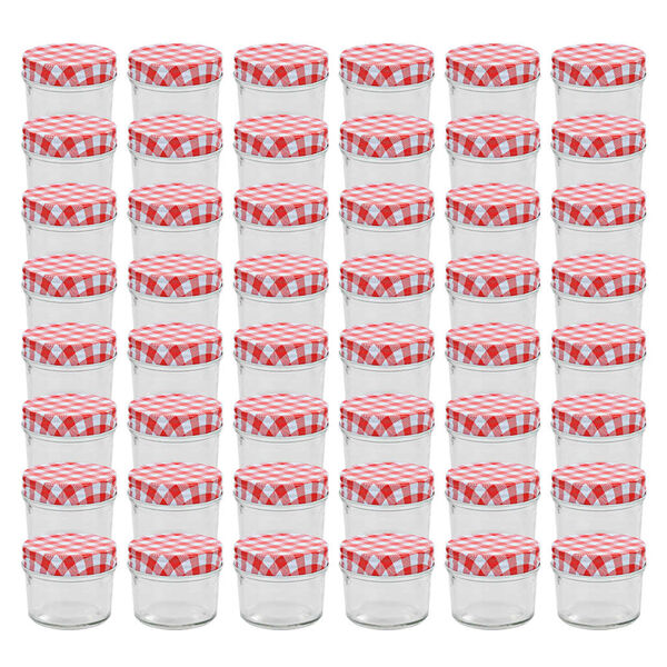 vidaXL Glass Jam Jars with White and Red Lids 48 pcs 110 ml