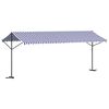 vidaXL Free Standing Awning Blue and White 600x300 cm Fabric and Steel