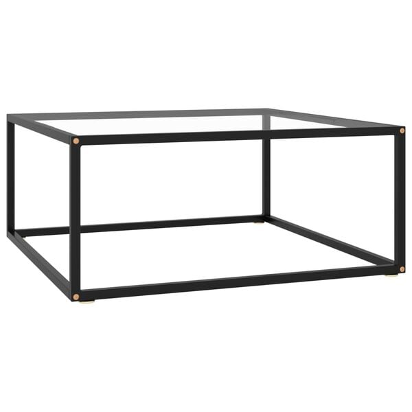 vidaXL Coffee Table Black with Tempered Glass 80x80x35 cm