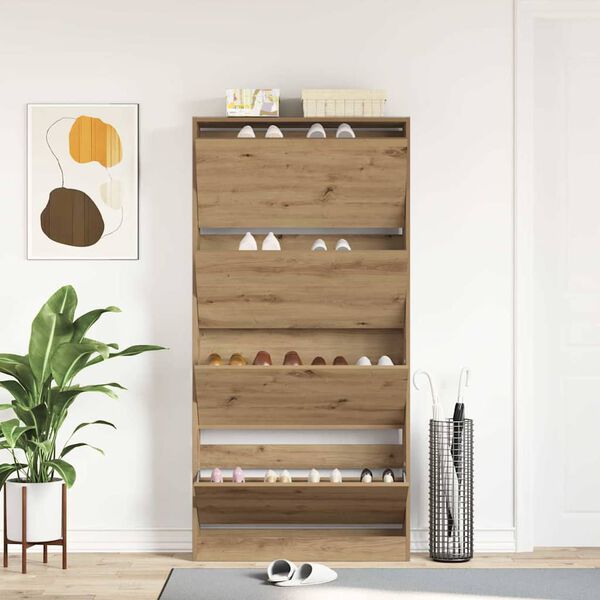 vidaXL Shoe Cabinet Artisan Oak 80 x 21 x 163.5 cm Engineered Wood