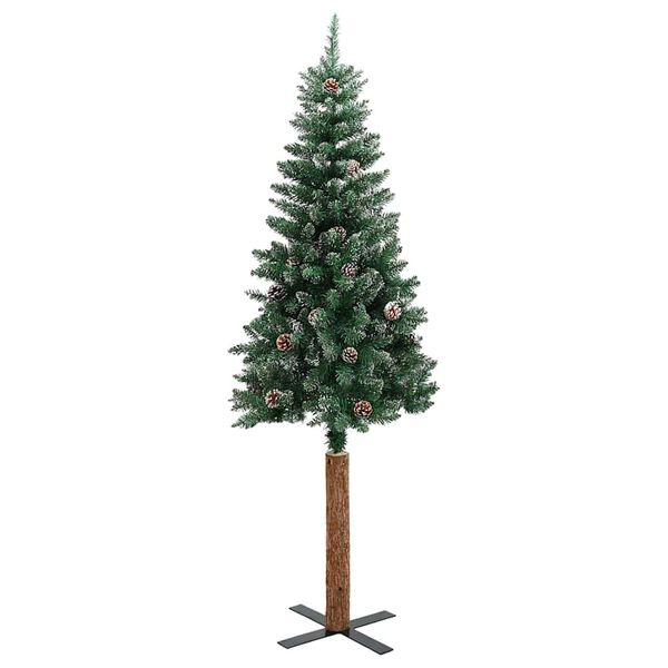 vidaXL Slim Christmas Tree Green 210 cm PVC and Solid Pine wood