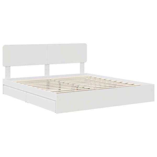 vidaXL Storage Bed with Headboard White 200 x 200 cm Engineered Wood