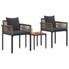 vidaXL Outdoor Furniture Set 3 pcs Grey and Dark Grey PE Rattan