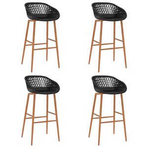 vidaXL Bar Chair | Set of 4 | Black seat with wood-look legs
