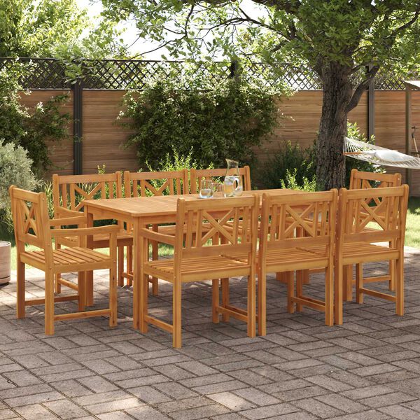 vidaXL Garden Dining Set 9 pcs Brown Solid Acacia Wood