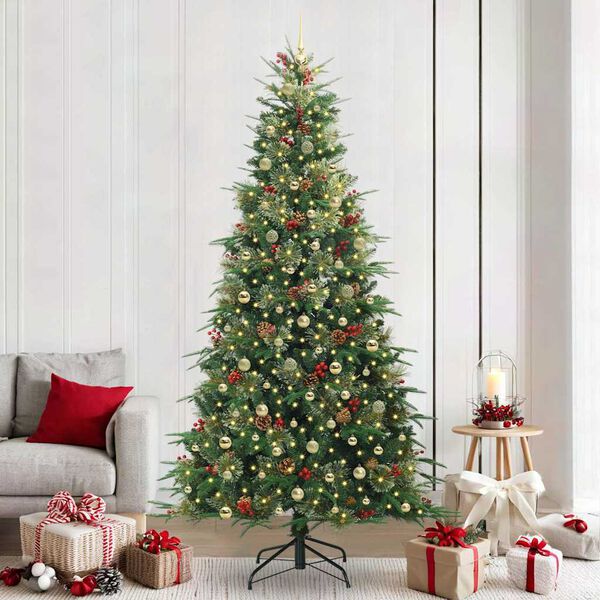vidaXL Artificial Hinged Christmas Tree Green 240 cm PE and PVC