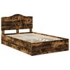 vidaXL Bed Frame with Drawer Smoked Oak 135 x 190 cm Engineer Wood