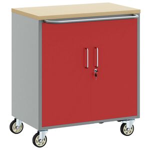 vidaXL Trolley Rolling Workbench Red and Grey 75 x 45 x 85 cm