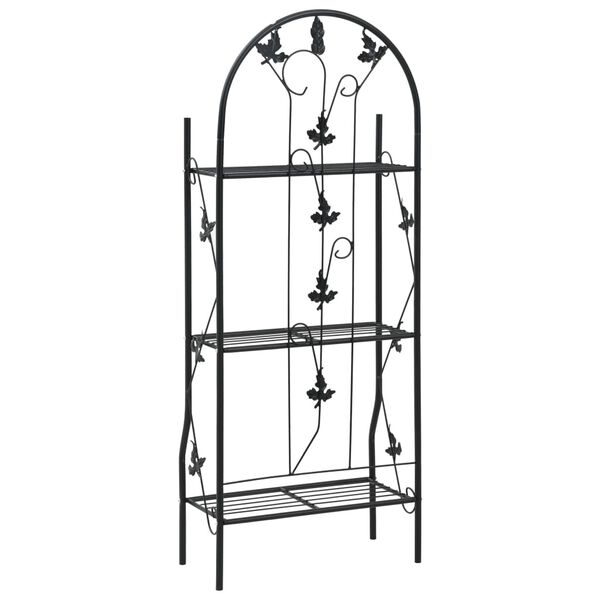 vidaXL 3-Layer Plant Rack Black 52x28x128 cm Iron