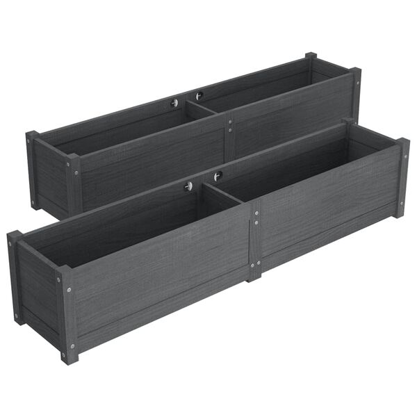 vidaXL Garden Raised Beds 2 pcs Grey 150x31x31 cm Solid Pinewood