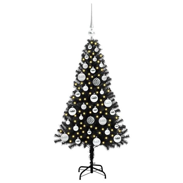 vidaXL Christmas Tree with 150 LEDs with Stand Black 120 cm PVC