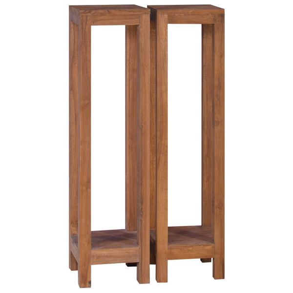 vidaXL Plant Stands 2 pcs 25x25x100 cm Solid Teak Wood