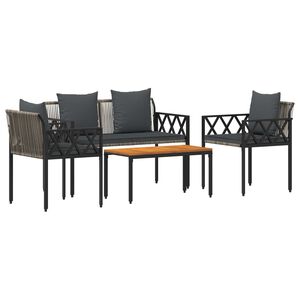 vidaXL Outdoor Furniture Set 4 pcs Grey and Dark Grey Poly Rattan