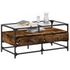 vidaXL Coffee Table with Glass Top Smoked Oak 98.5x50x45 cm Steel