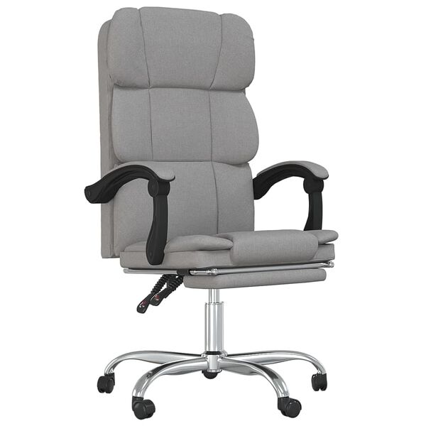vidaXL Reclining Office Chair Light Grey Fabric