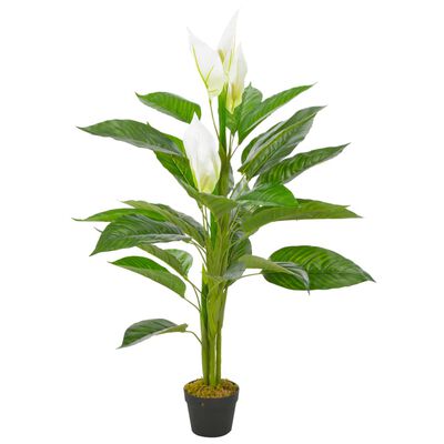 vidaXL Artificial Plant Anthurium with Pot White 115 cm