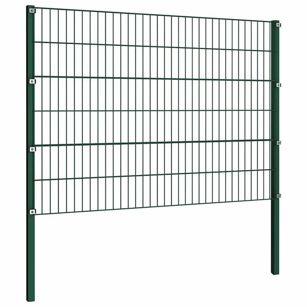 vidaXL Fence Panel with Posts Iron 1730x120 cm Green