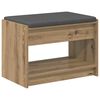 vidaXL Hall Bench with Cushion with Shelf Artisan Oak 63 x 38 x 45 cm