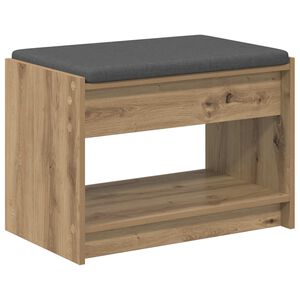 vidaXL Hall Bench with Cushion with Shelf Artisan Oak 63 x 38 x 45 cm