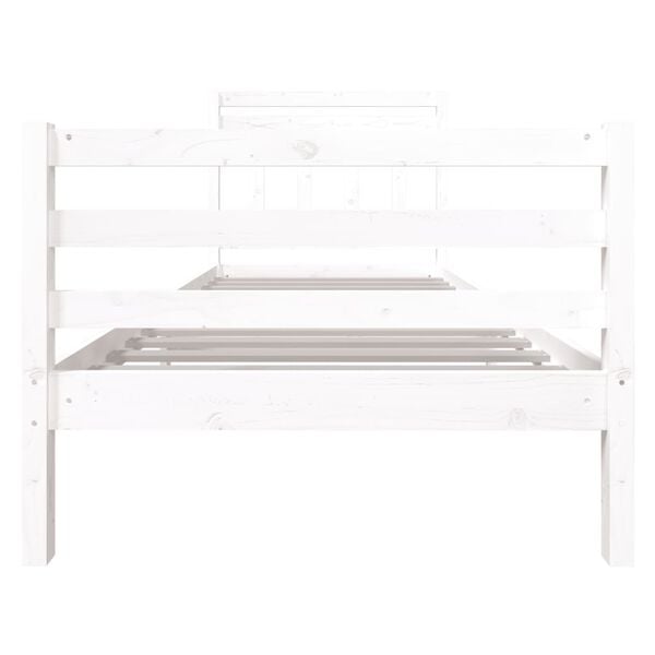 vidaXL Bed Frame without Mattress White Single Solid Wood
