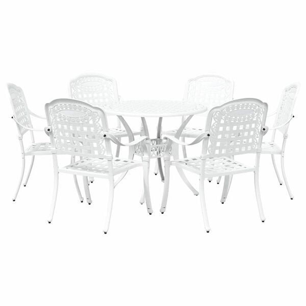vidaXL Garden Dining Set 7 pcs White Aluminium
