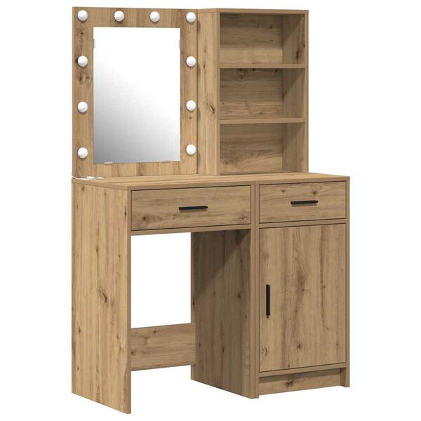 vidaXL Dressing Table Set with Shelf 2 pcs Artisan oak Engineered wood
