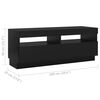 vidaXL TV Cabinet with LED Lights Black 200x35x40 cm