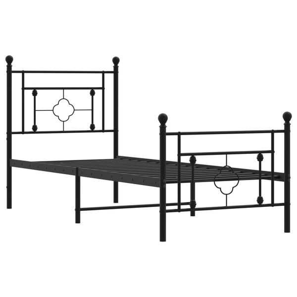 vidaXL Metal Bed Frame without Mattress with Footboard Black 80x200cm