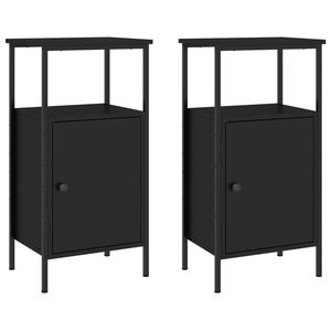 vidaXL Bedside Cabinets 2 pcs Black 41x31x80 cm Engineered Wood