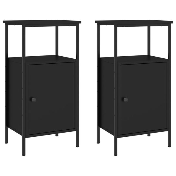 vidaXL Bedside Cabinets 2 pcs Black 41x31x80 cm Engineered Wood