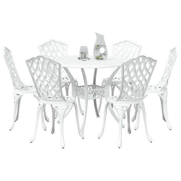vidaXL Garden Dining Set 7 pcs White Aluminium