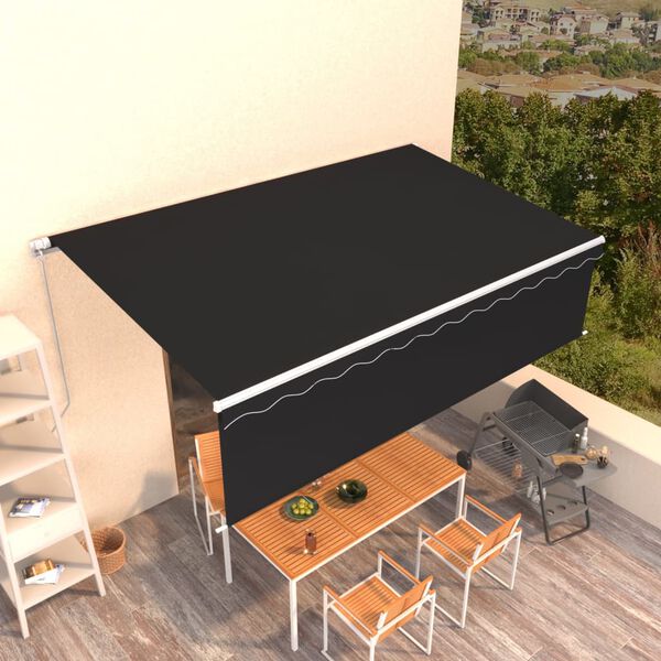 vidaXL Manual Retractable Awning with Blind 5x3m Anthracite
