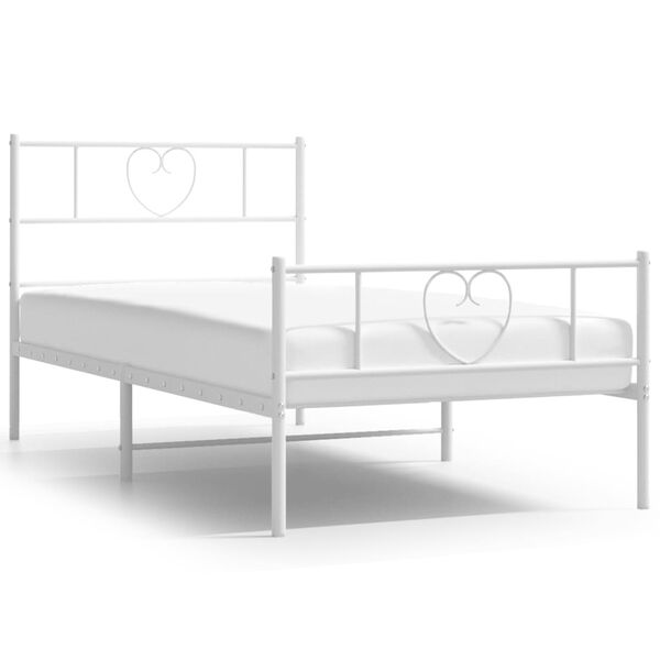 vidaXL Metal Bed Frame without Mattress with Footboard White 75x190cm