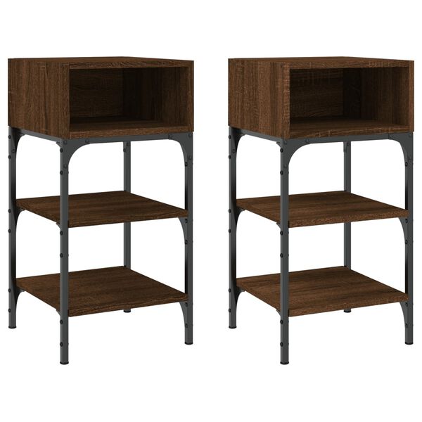 vidaXL Bedside Tables 2 pcs Brown Oak 35x34.5x70 cm Engineered Wood