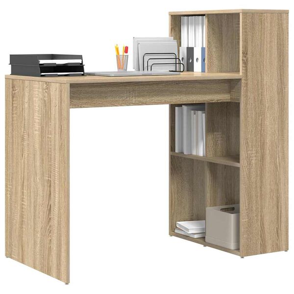 vidaXL Desk with Shelf Sonoma Oak 108 x 55 x 103.5 cm Engineered Wood