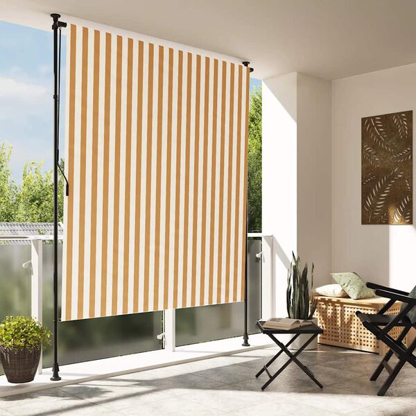 vidaXL Outdoor Roller Blind Orange and White 150x270 cm Fabric&Steel
