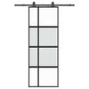 vidaXL Sliding Door with Hardware Set Black 76x205 cm Tempered Glass