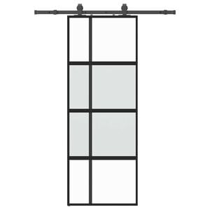 vidaXL Sliding Door with Hardware Set Black 76x205 cm Tempered Glass