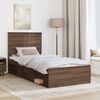 vidaXL Bed Frame with Headboard Brown Oak 90 x 190 cm Solid Pine Wood